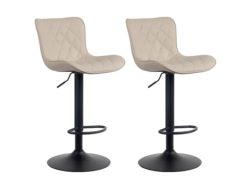 2er Set Barhocker - Kunstleder & Metall - creme - Emma