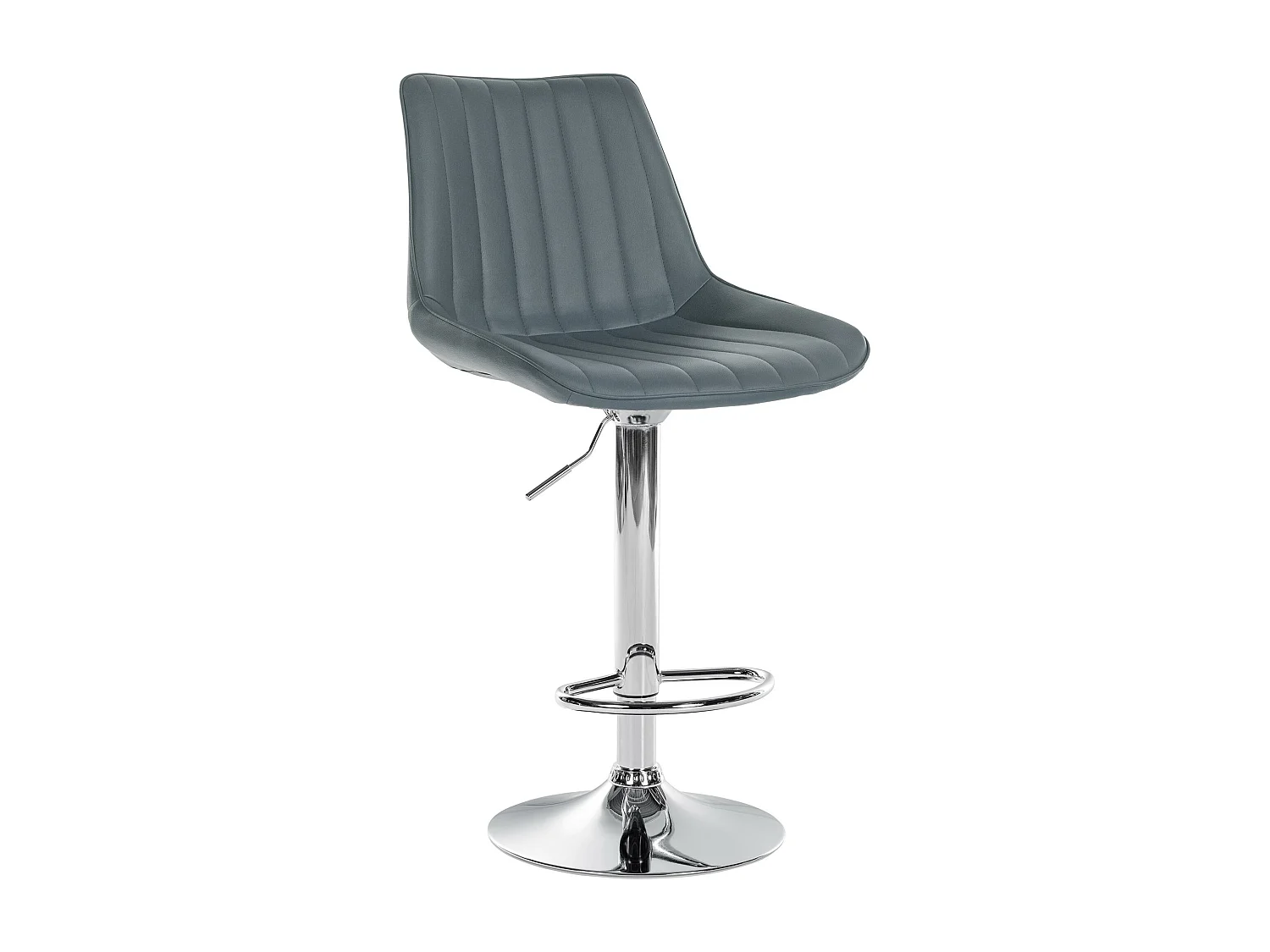 Tabouret de bar - Similicuir & Chrome - Gris - Toni