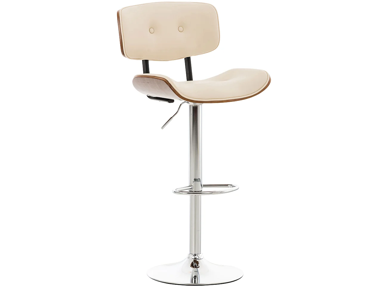 Tabouret de bar - Similicuir & Antique clair - Noyer / Crème - Sarnia