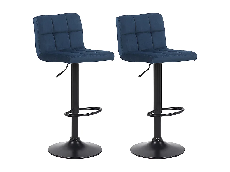 Lot de 2  Tabouret de bar - Velours - Bleu - Feni