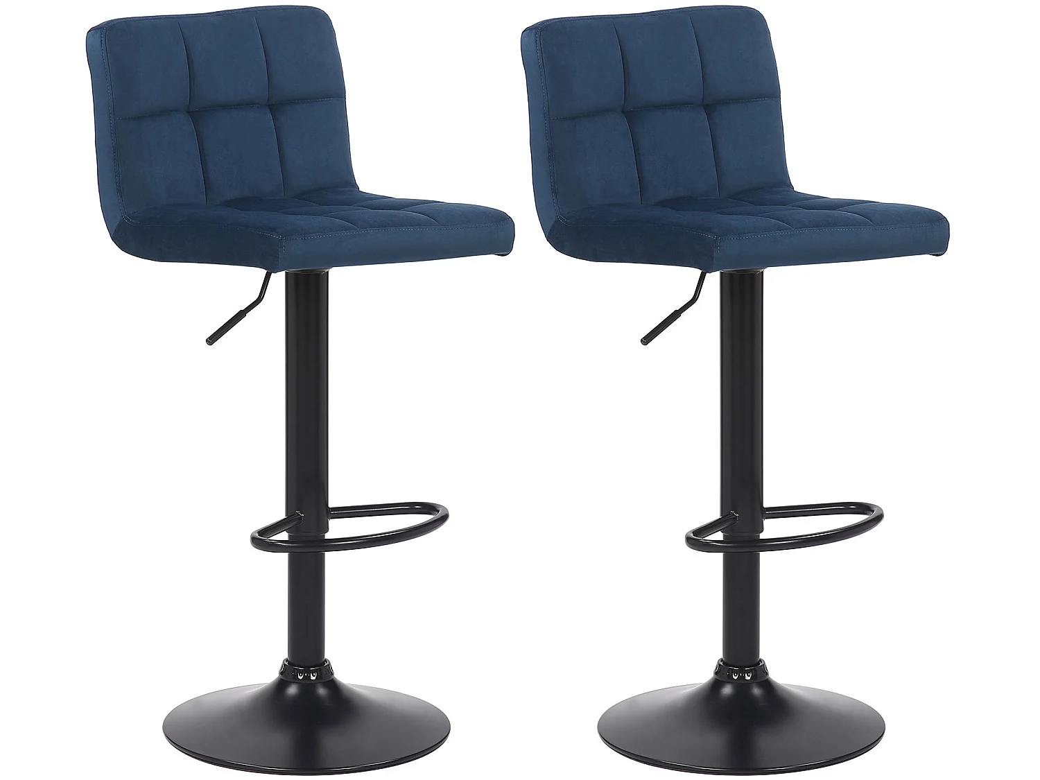 Lot de 2  Tabouret de bar - Velours & Blanc - Bleu - Feni