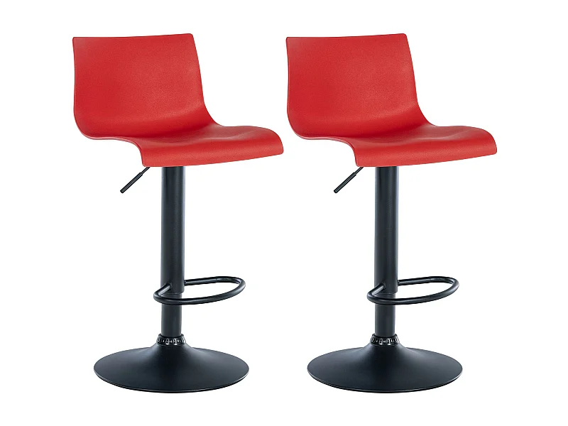 Lot de 2  Tabouret de bar - Plastique & Métal - Rouge - Branford