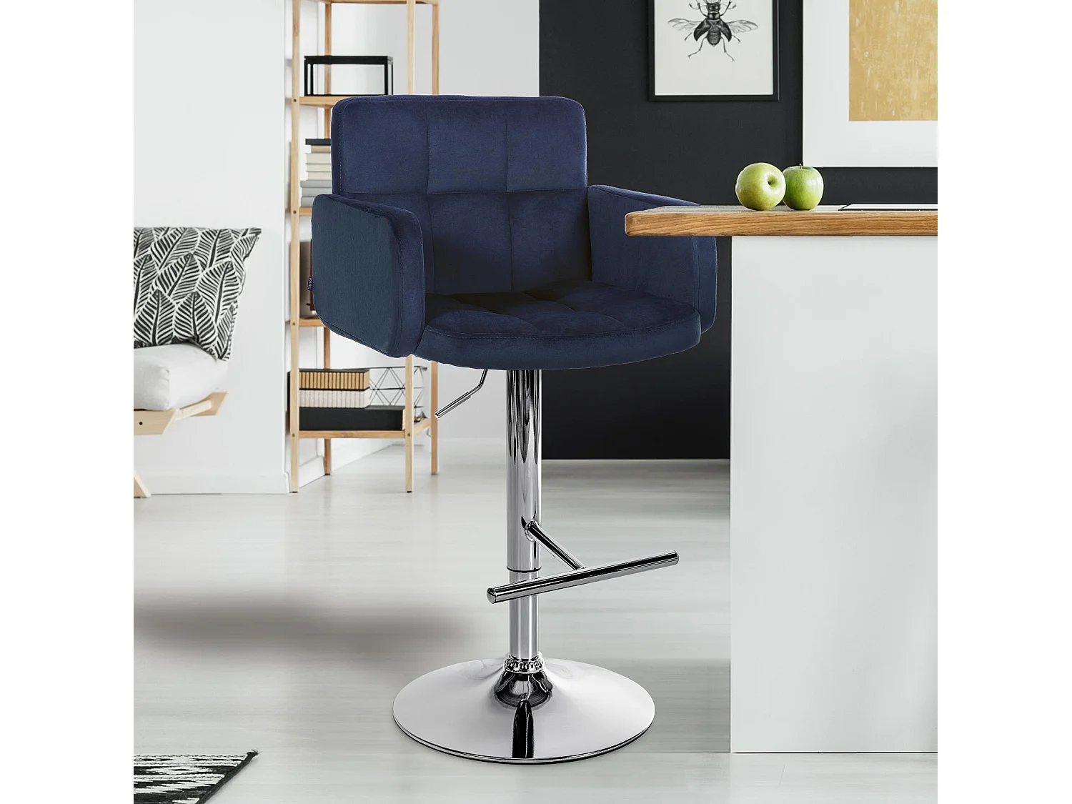 Tabouret de bar - Velours & Métal - Bleu - Los Angeles