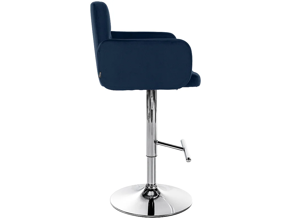Tabouret de bar - Velours & Chrome - Bleu - Los Angeles