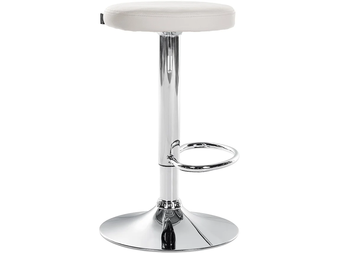 Tabouret de bar - Similicuir & Chrome - Blanc - Ponte