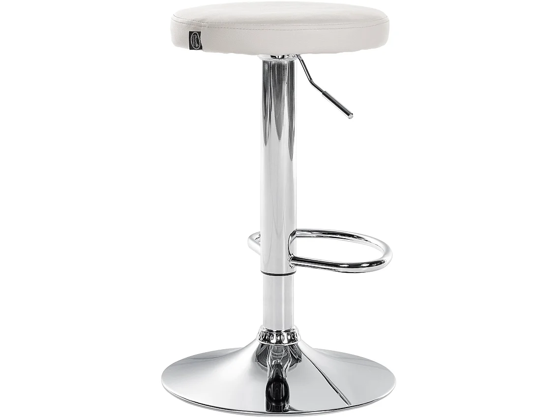 Tabouret de bar - Similicuir & Chrome - Blanc - Ponte