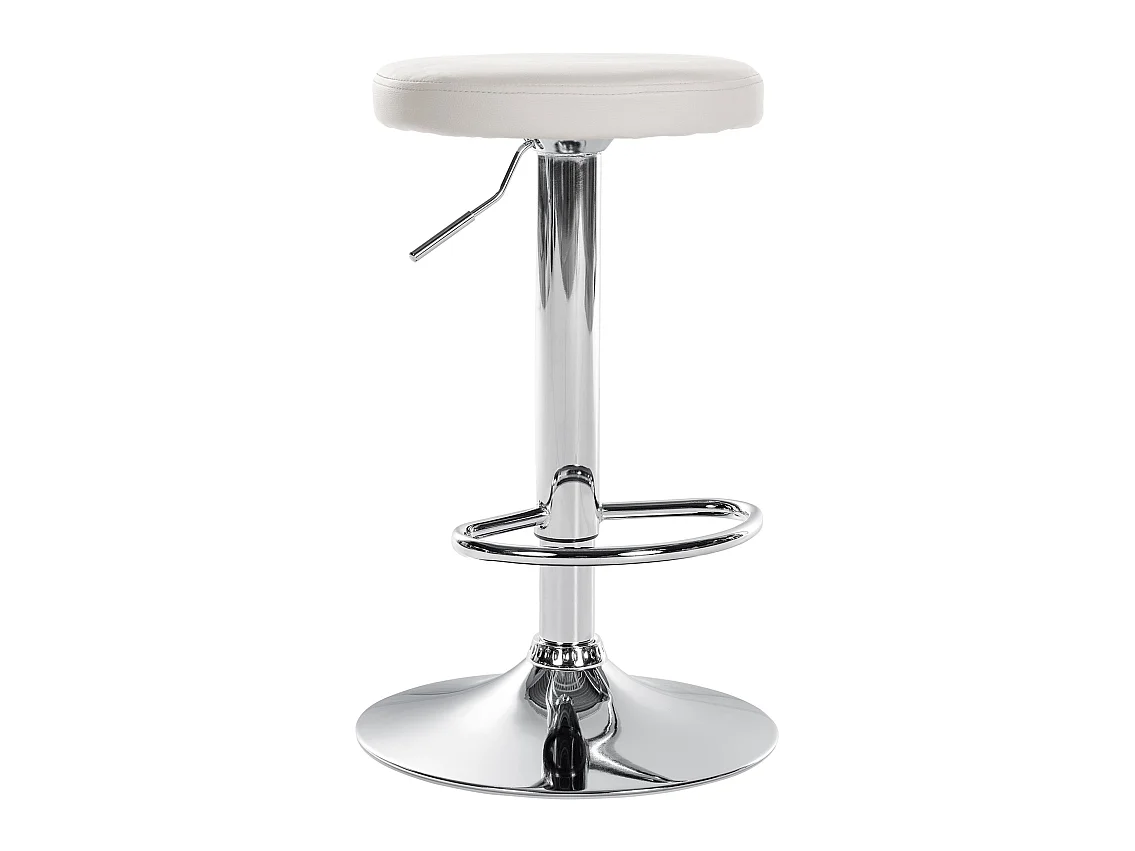 Tabouret de bar - Similicuir & Chrome - Blanc - Ponte