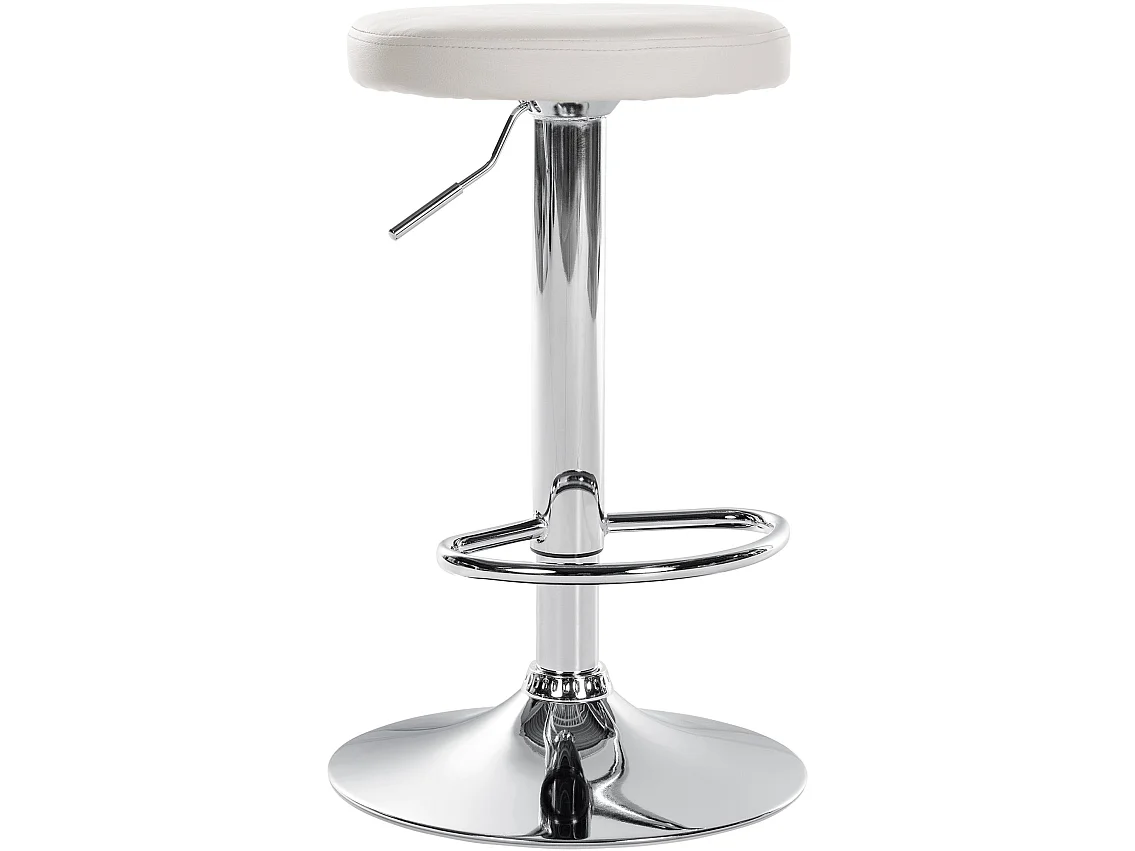 Tabouret de bar - Similicuir & Chrome - Blanc - Ponte