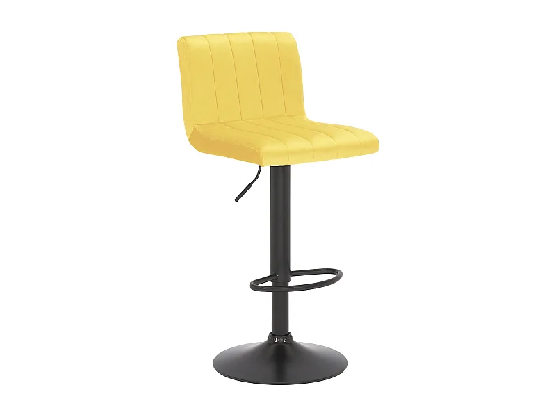 Tabouret de bar - Velours & Métal noir mat - Jaune - Jamie