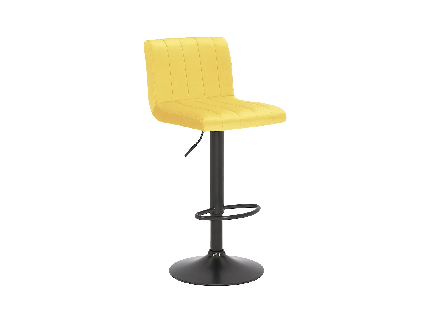 Tabouret de bar - Velours & Métal noir mat - Jaune - Jamie