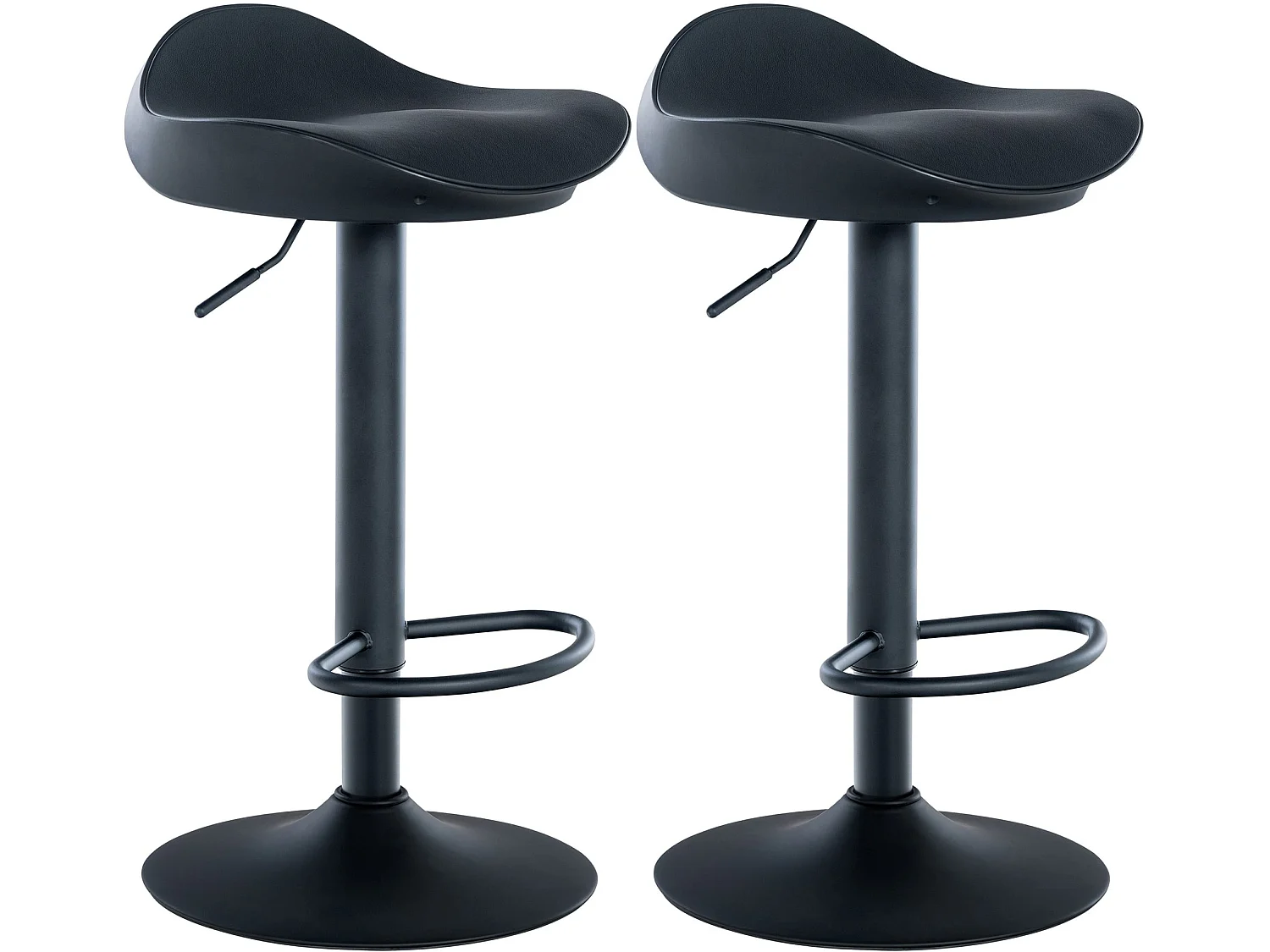 Lot de 2 Tabourets de bar - Similicuir & Métal - Noir - Alisson