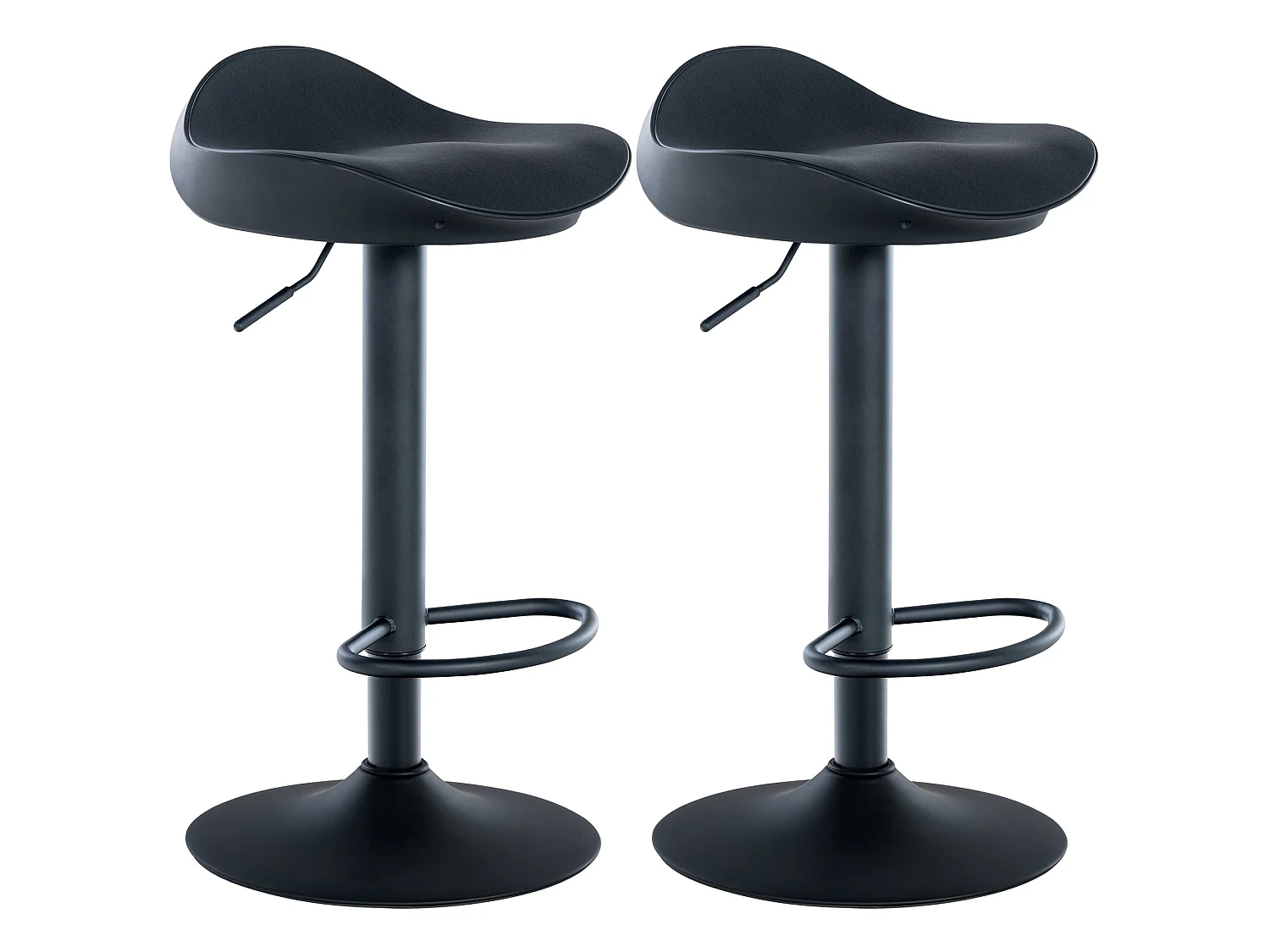 Lot de 2 Tabourets de bar - Similicuir & Métal - Noir - Alisson