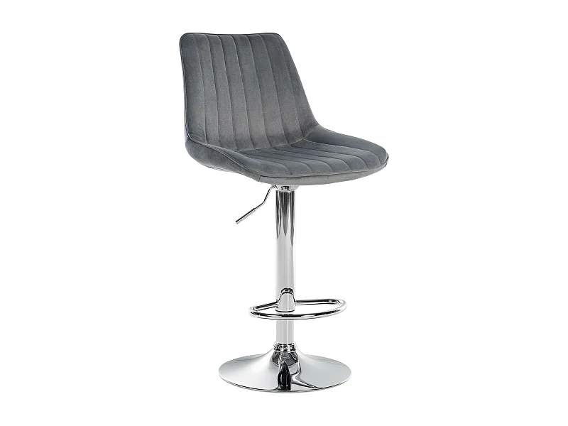 Tabouret de bar - Velours & Chrome - Gris foncé - Toni