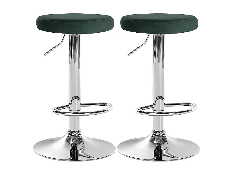 Lot de 2 Tabourets de bar - Velours & Métal - Vert - Ponte