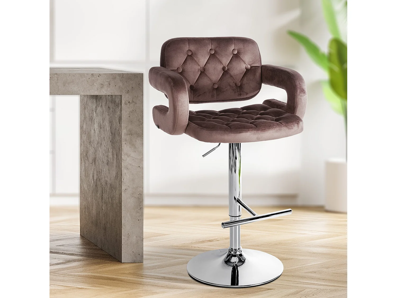 Tabouret de bar - Velours - Marron - Dublin