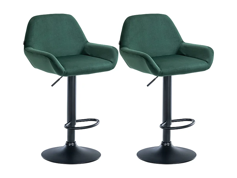 Lot de 2  Tabouret de bar - Velours - Vert foncé - Braga