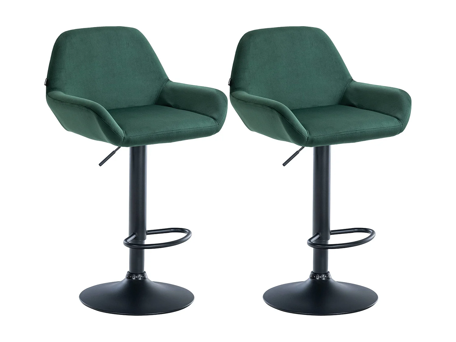 Lot de 2  Tabouret de bar - Velours - Vert foncé - Braga