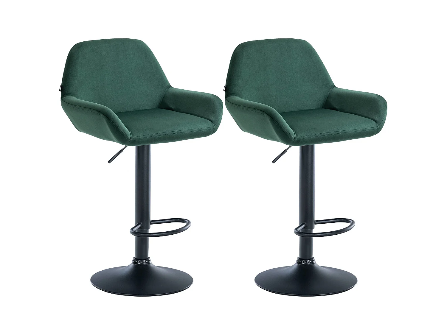 Lot de 2  Tabouret de bar - Velours - Vert foncé - Braga