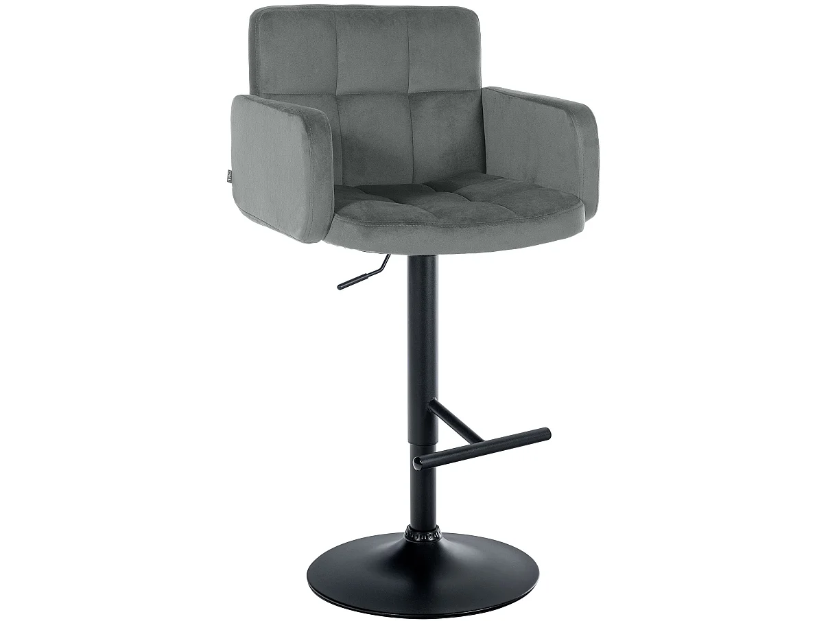 Tabouret de bar - Velours & Noir - Gris - Los Angeles
