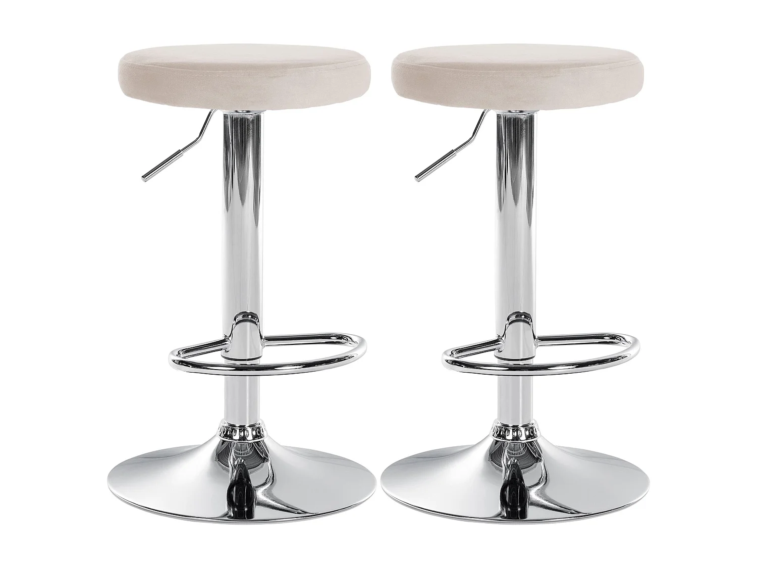 Lot de 2 Tabourets de bar - Velours & Métal - Crème - Ponte