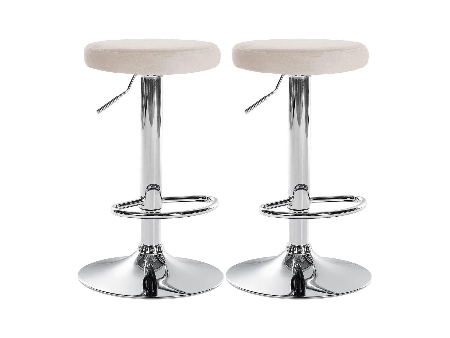 Lot de 2 Tabourets de bar - Velours & Métal - Crème - Ponte
