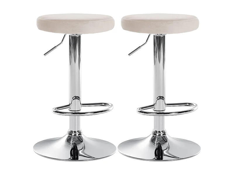 Lot de 2 Tabourets de bar - Velours & Métal - Crème - Ponte