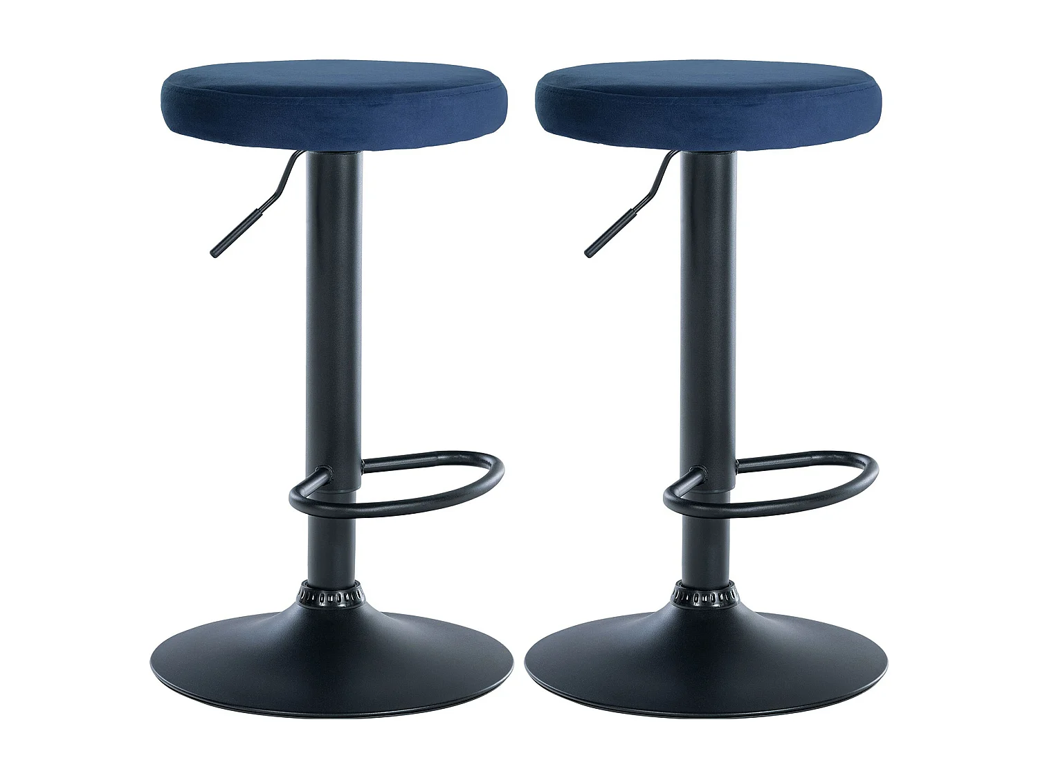 Lot de 2 Tabourets de bar - Velours & Métal - Bleu - Ponte