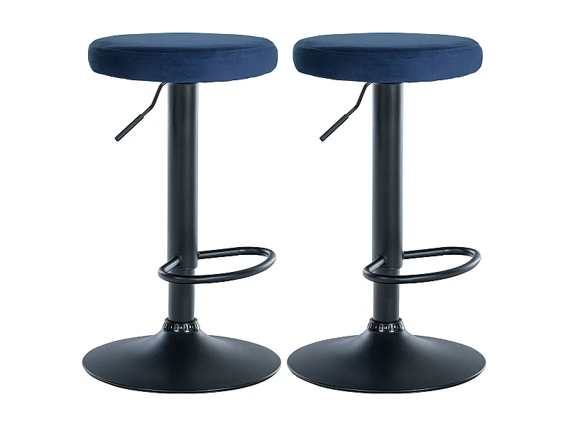 Lot de 2 Tabourets de bar - Velours & Métal - Bleu - Ponte