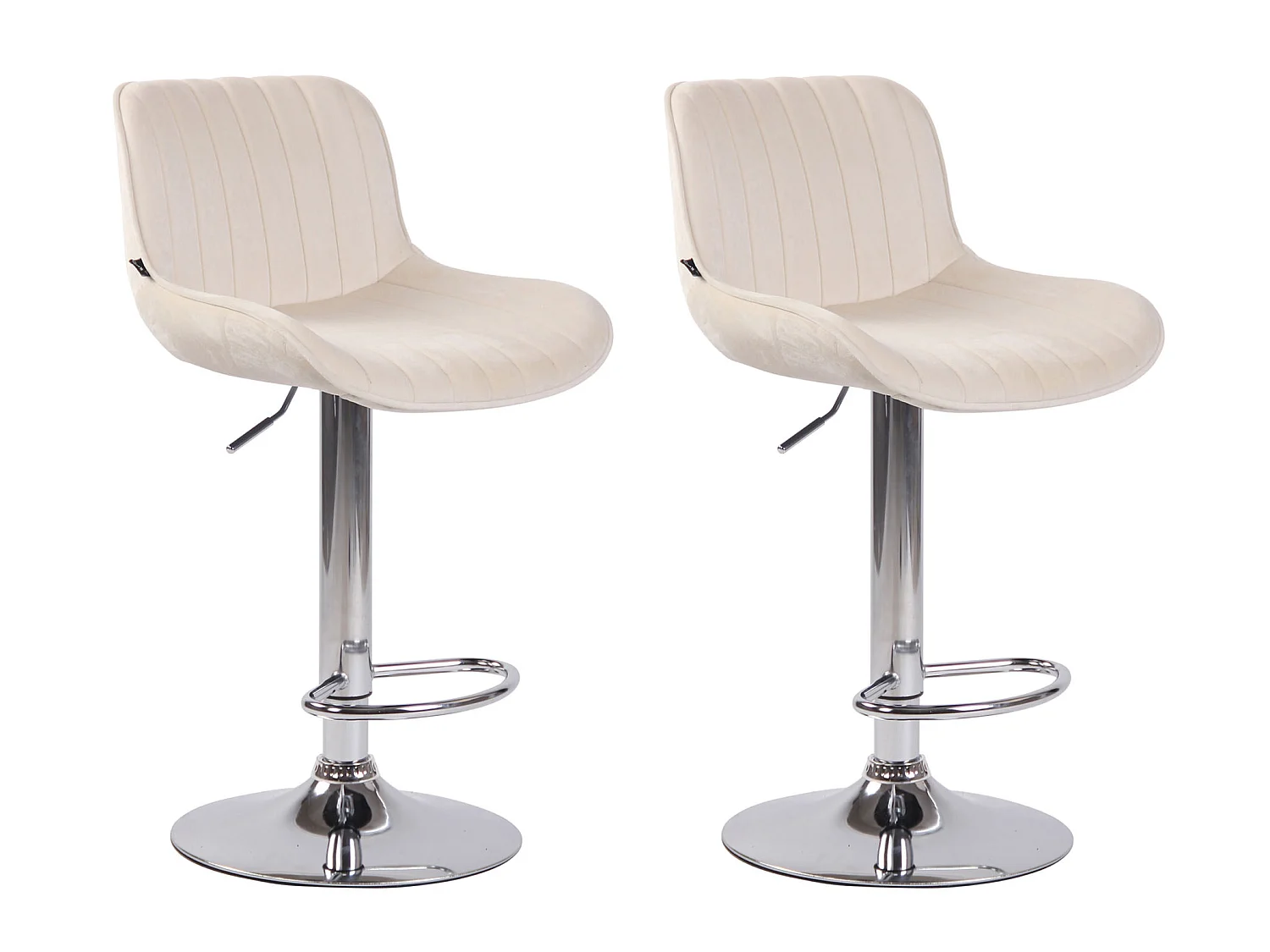 Lot de 2 Tabourets de bar - Velours & Métal - Crème - Lentini