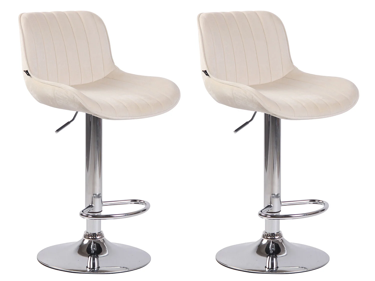 Lot de 2 Tabourets de bar - Velours & Métal - Crème - Lentini