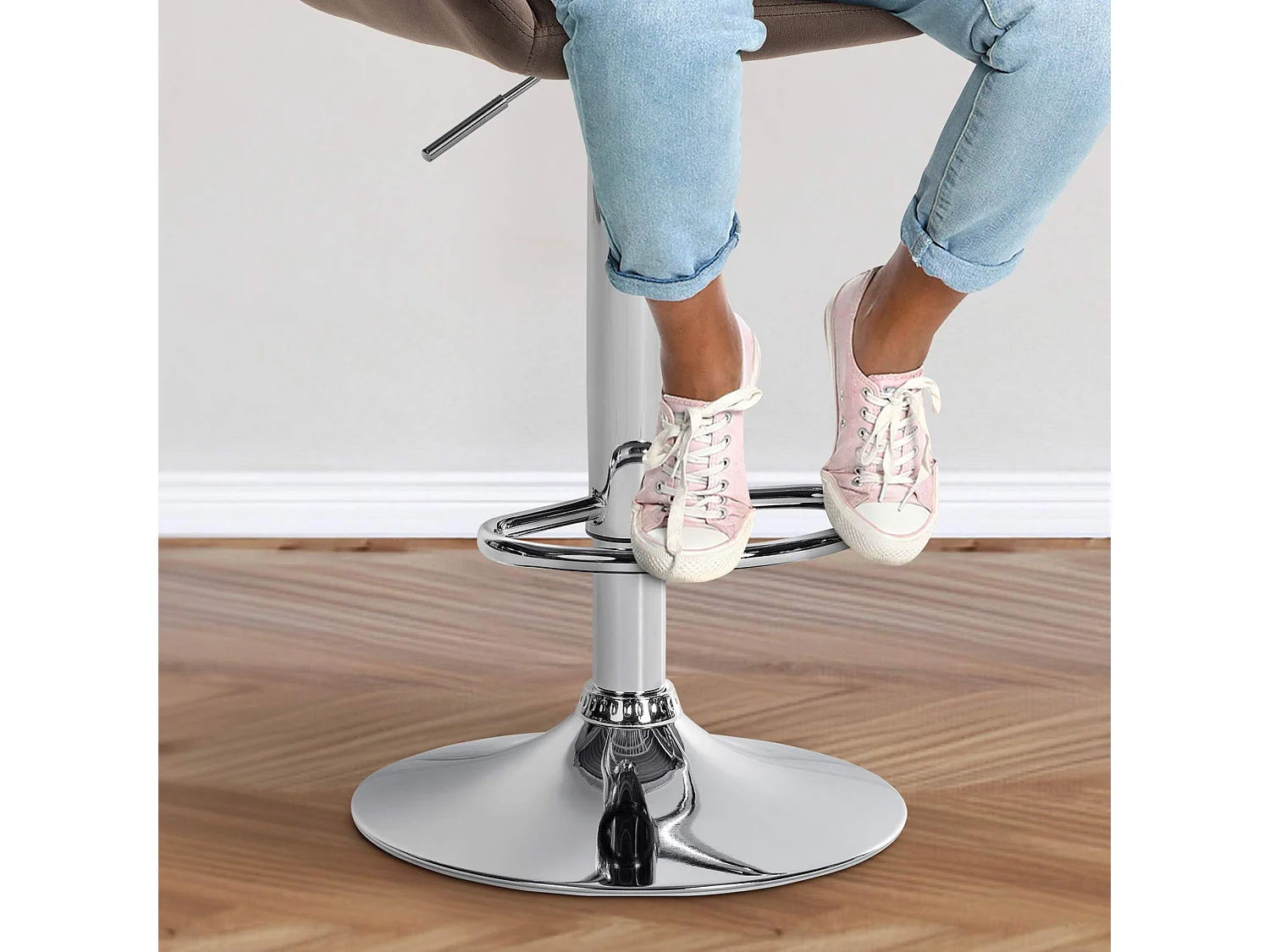 Tabouret de bar - Velours & Chrome - Marron - Braga