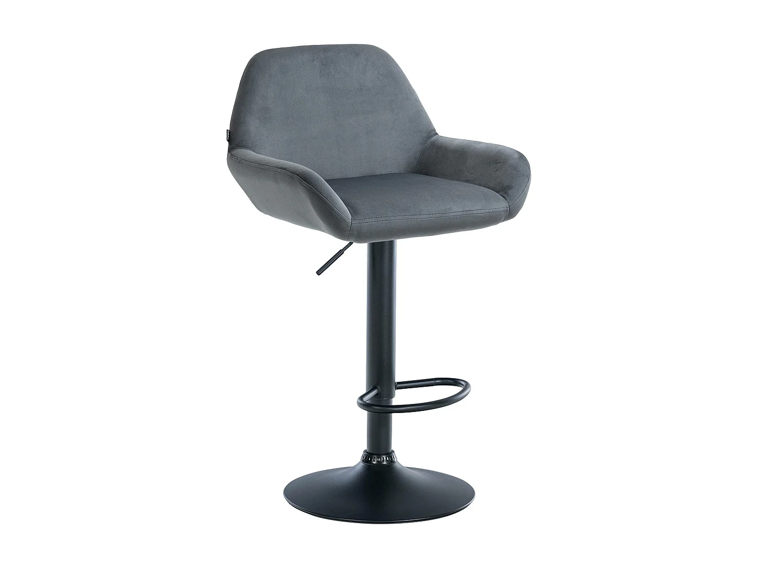 Tabouret de bar - Velours & Noir - Gris foncé - Braga