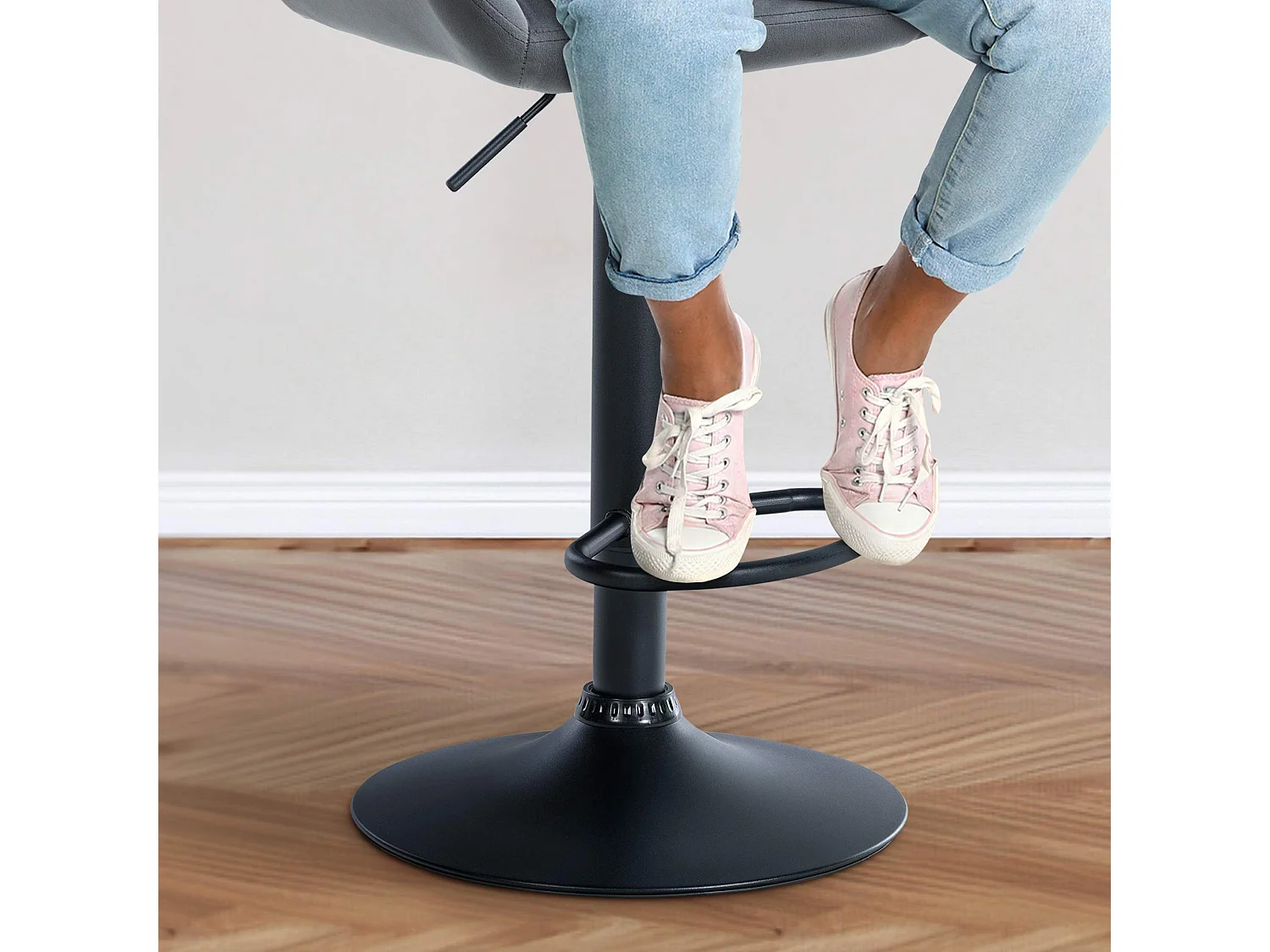 Tabouret de bar - Velours & Noir - Gris foncé - Braga