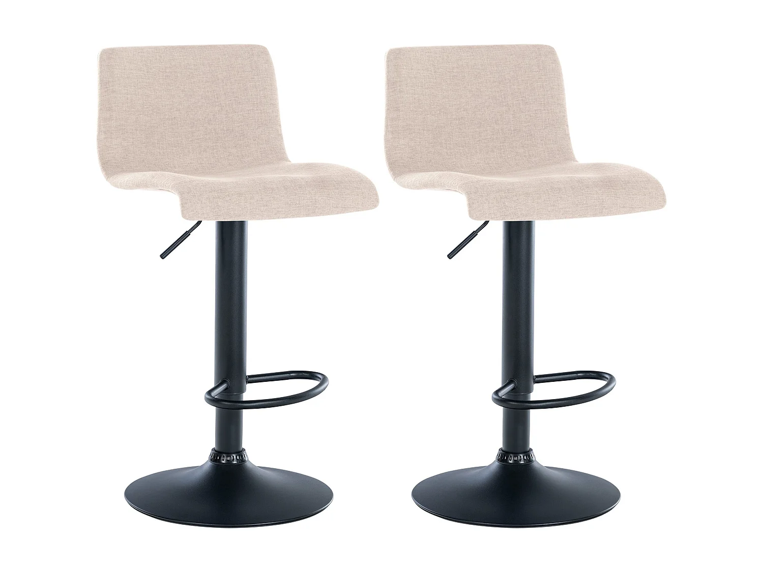 Lot de 2  Tabouret de bar - Tissu & Métal - Crème - Branford