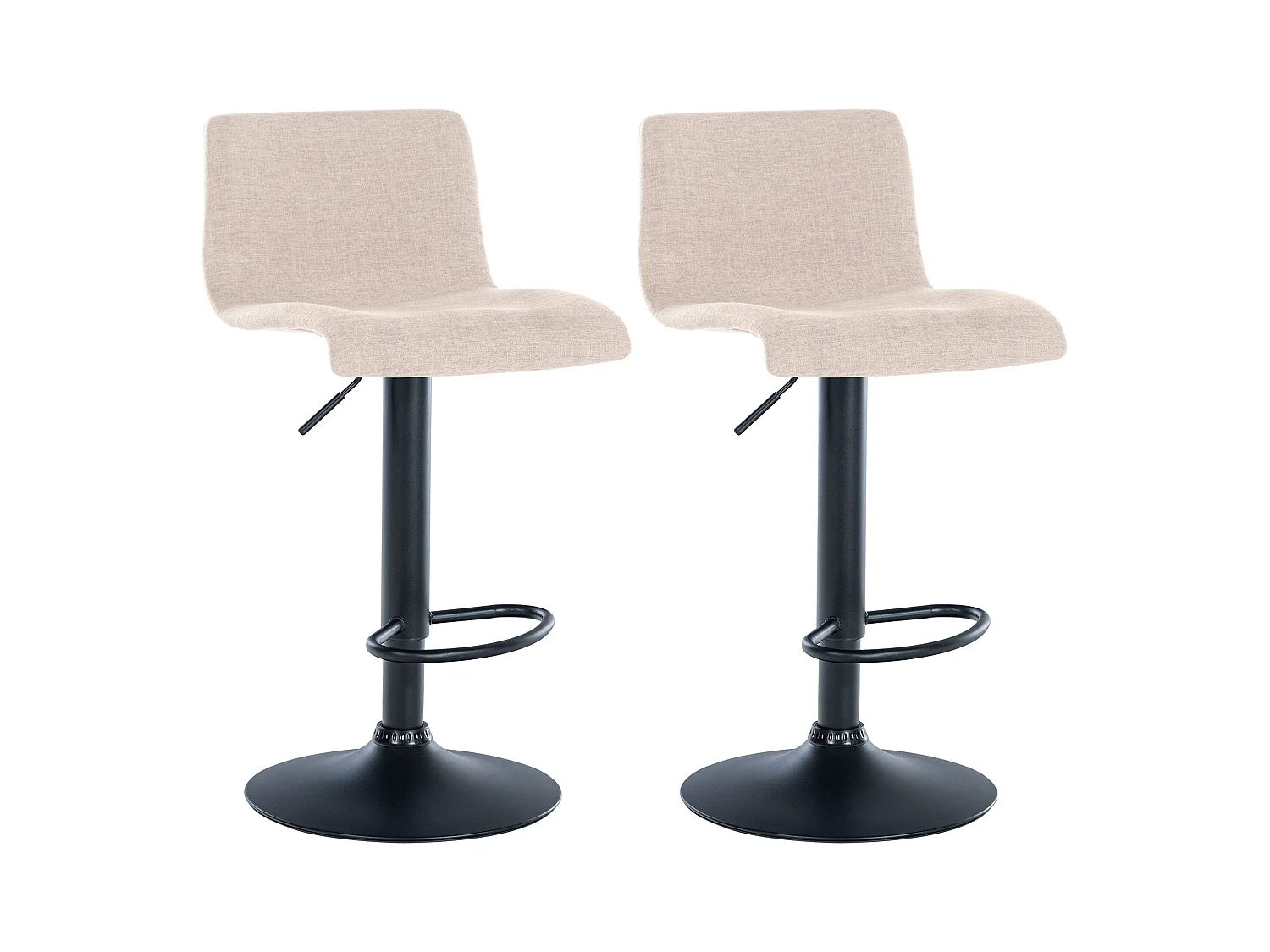 Lot de 2  Tabouret de bar - Tissu & Métal - Crème - Branford