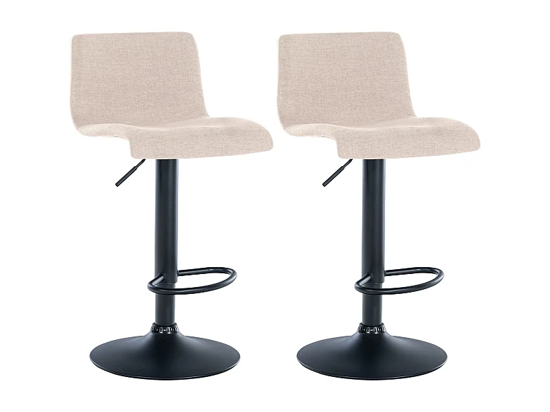 Lot de 2  Tabouret de bar - Tissu & Métal - Crème - Branford
