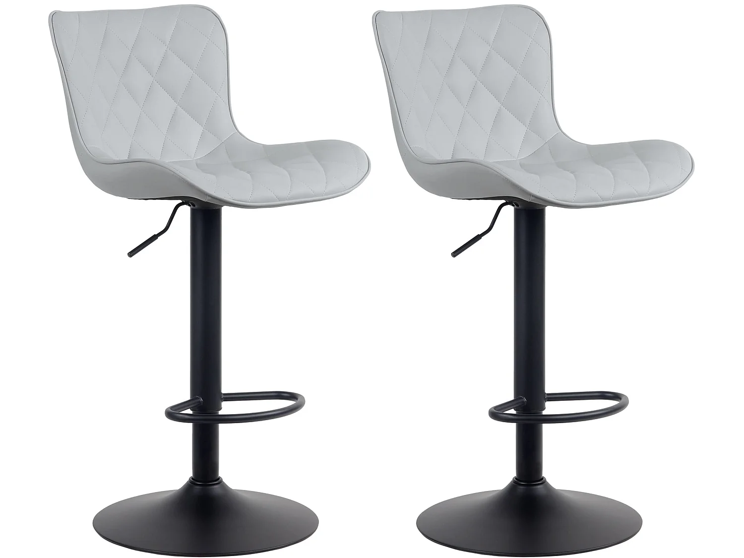 Lot de 2 Tabourets de bar - Similicuir & Métal - Gris - Emma