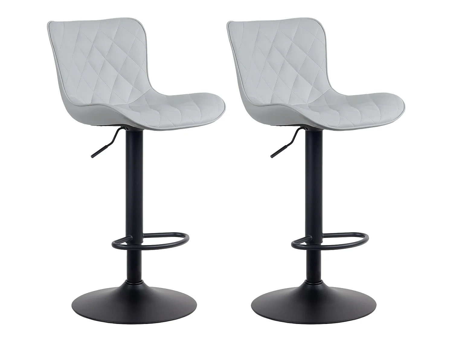 Lot de 2 Tabourets de bar - Similicuir & Métal - Gris - Emma