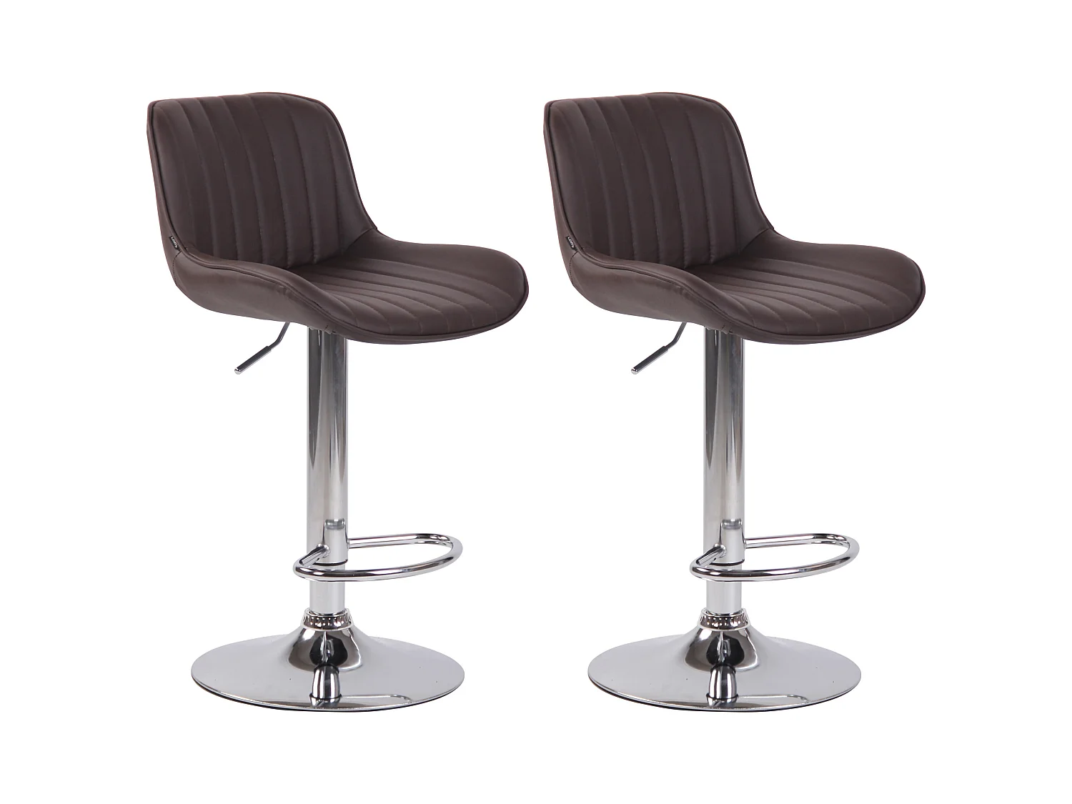 Lot de 2  Tabouret de bar - Similicuir & Chrome - Marron - Lentini