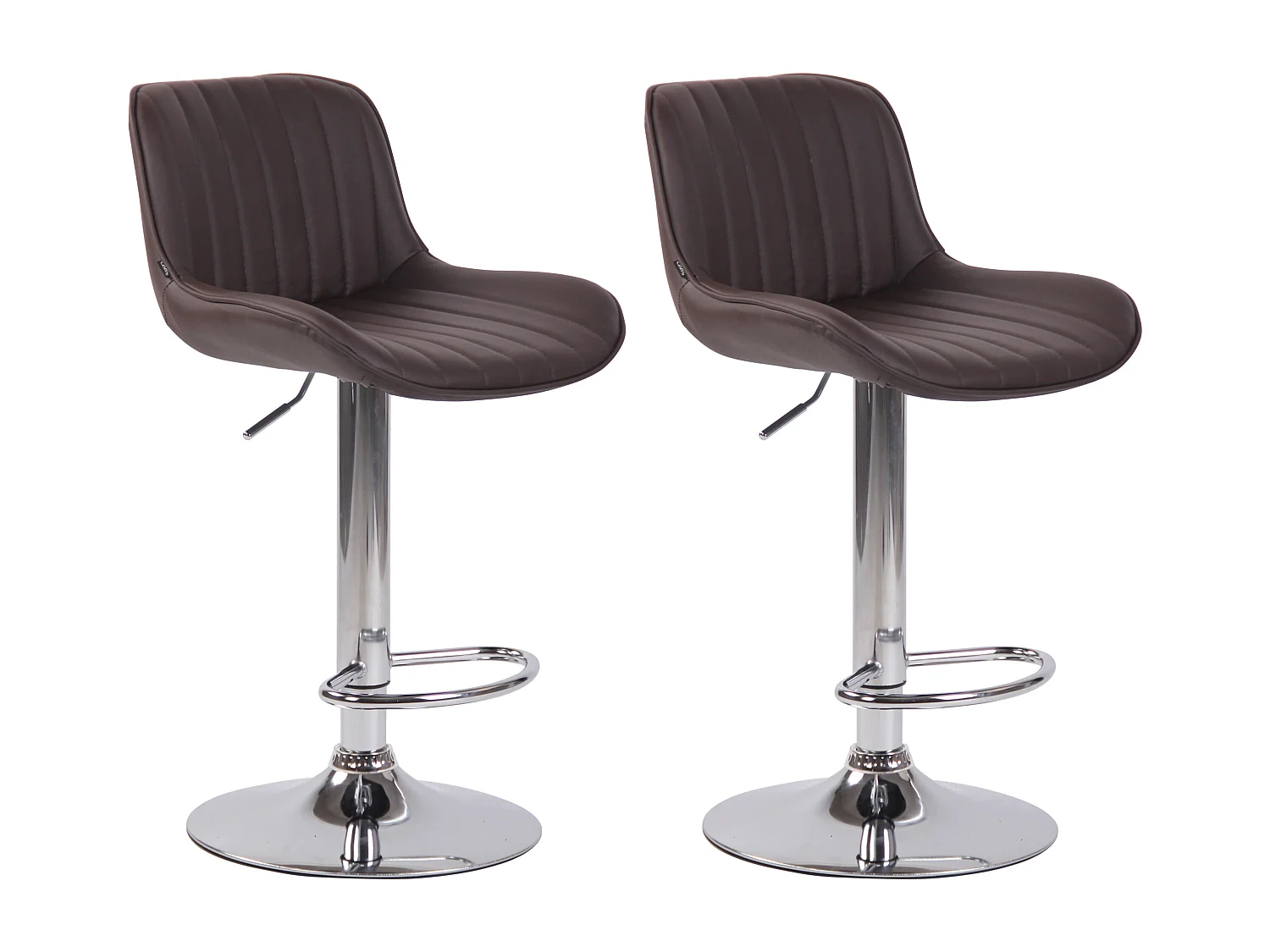 Lot de 2  Tabouret de bar - Similicuir & Chrome - Marron - Lentini