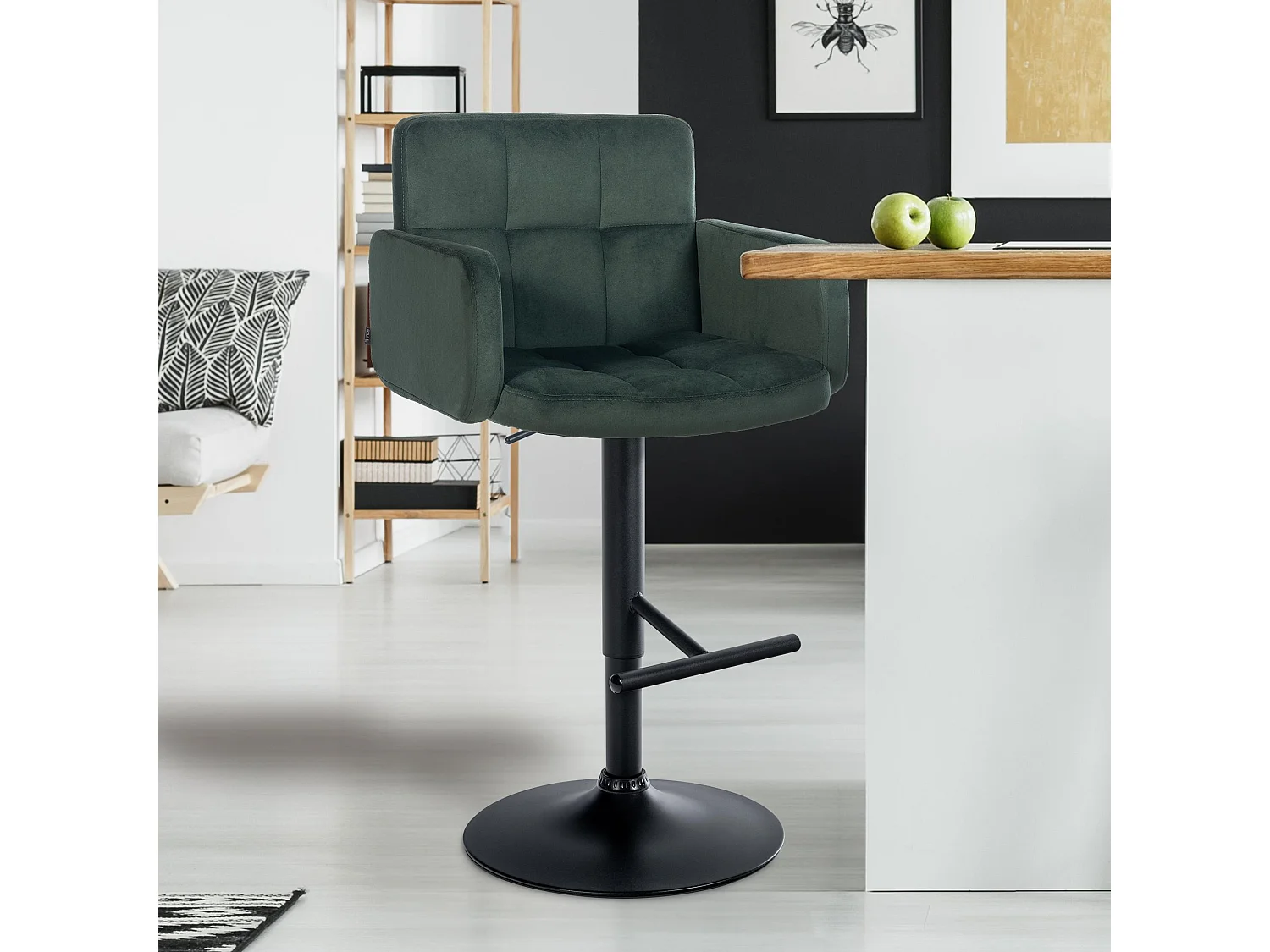 Tabouret de bar - Velours & Métal - Vert foncé - Los Angeles