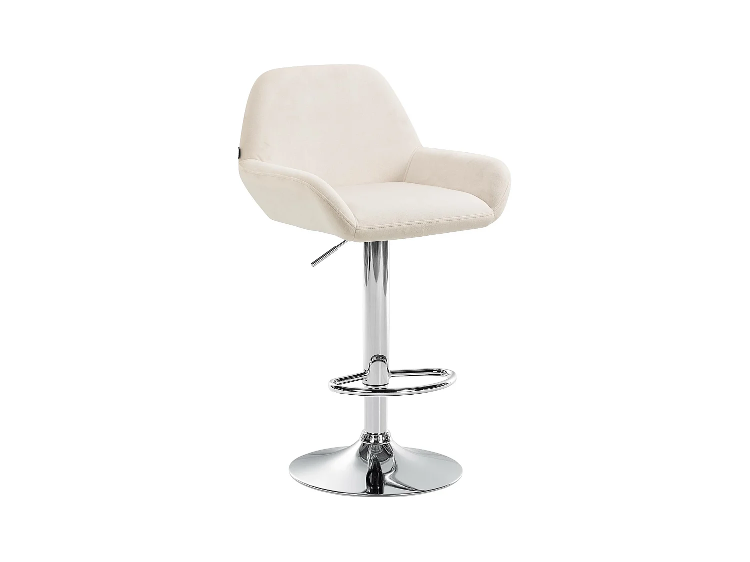 Tabouret de bar - Velours & Chrome - Crème - Braga