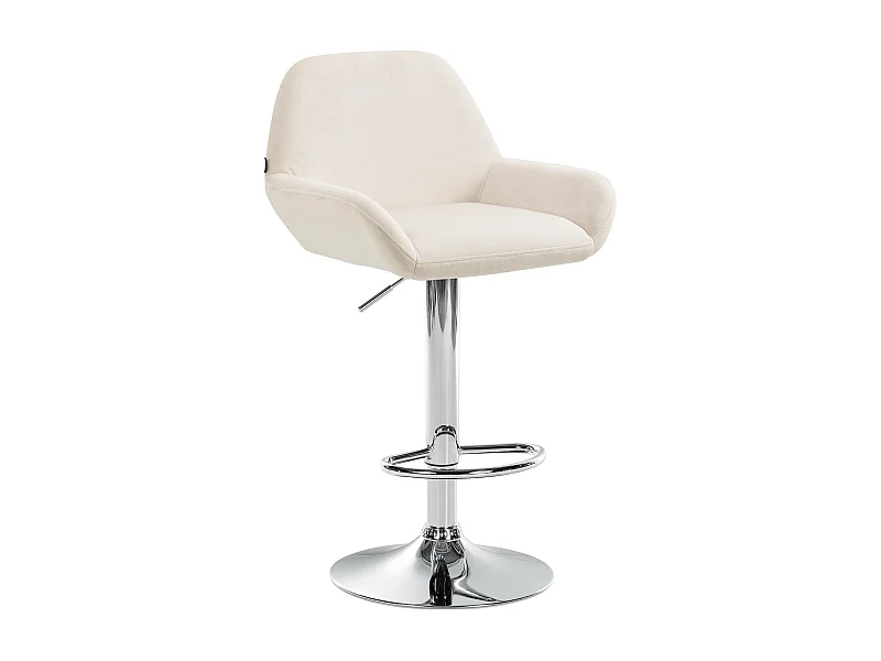 Tabouret de bar - Velours & Chrome - Crème - Braga
