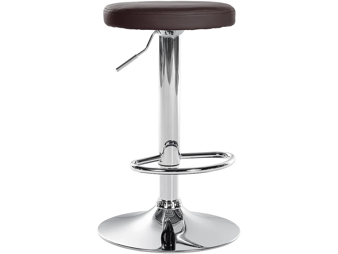 Tabouret de bar - Similicuir & Chrome - Marron - Ponte