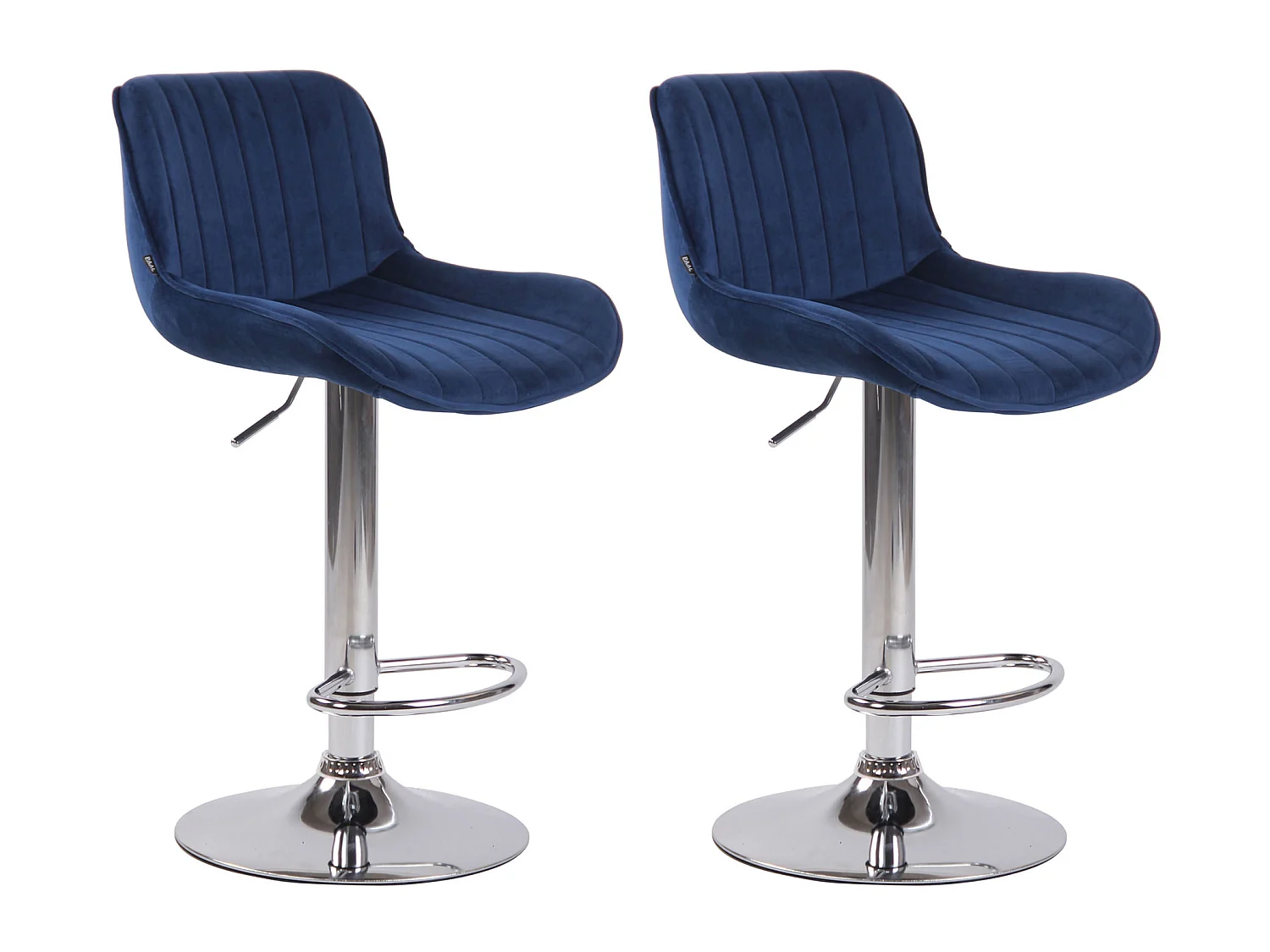 Lot de 2 Tabourets de bar - Velours & Métal - Bleu - Lentini