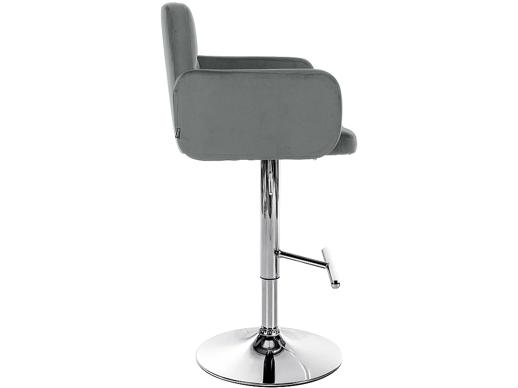 Tabouret de bar - Velours & Chrome - Gris - Los Angeles