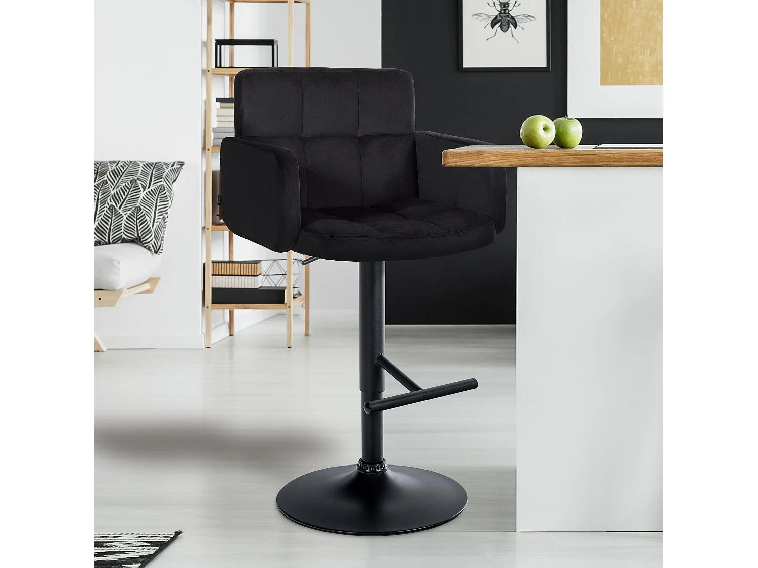 Tabouret de bar - Velours & Métal - Noir - Los Angeles