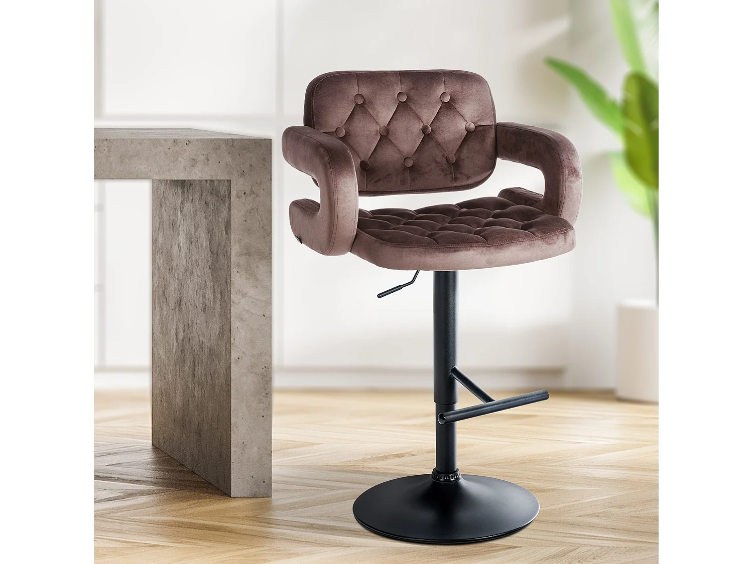 Tabouret de bar - Velours - Marron - Dublin