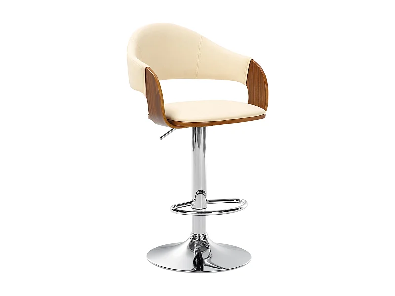 Barhocker - Kunstleder & Metall matt schwarz - walnuss/creme - Nilse