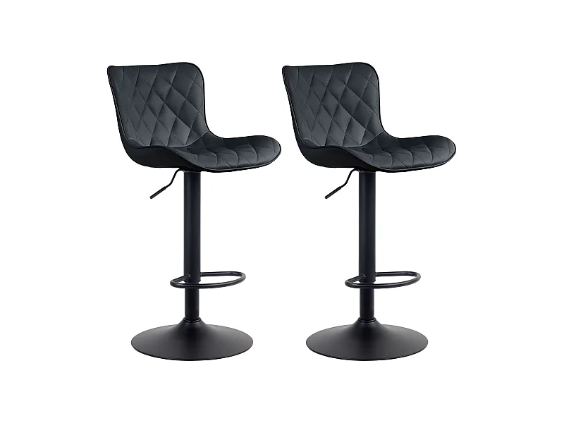 2er Set Barhocker - Kunstleder & Metall - schwarz - Emma